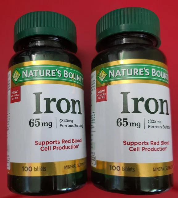 NATURE'S BOUNTY IRON Supplement 65mg 100 Tablets Expiration 2025 (Lot