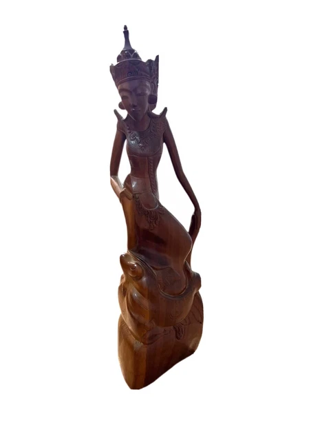 Shinta Art Deco Bali NEI Wood Sculpture Carving  Wooden Indonesian Folk Handmade