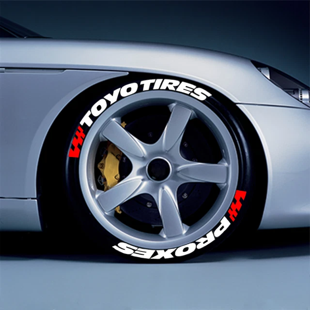 TOYO TIRES PROXES Tire Lettering Sticker With Red Flag 1.20'' 15''-24'' 4 Sets