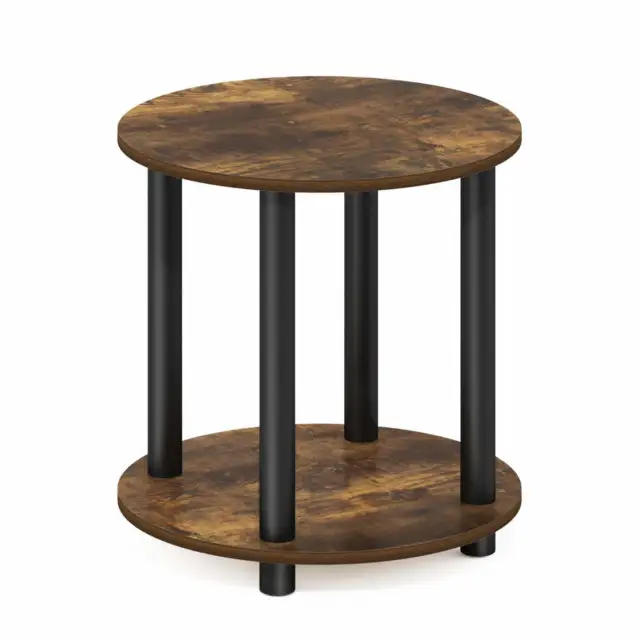 2-Tier Round Wooden End Table Sofa Chair End Side Table Nightstands