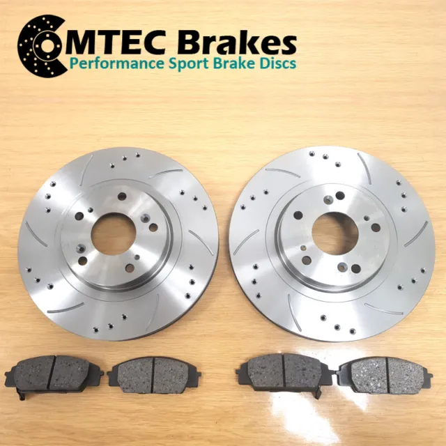 Ford Fiesta mk7 08-13 All Front Drilled Grooved Mtec Brake Discs & MTEC Pads