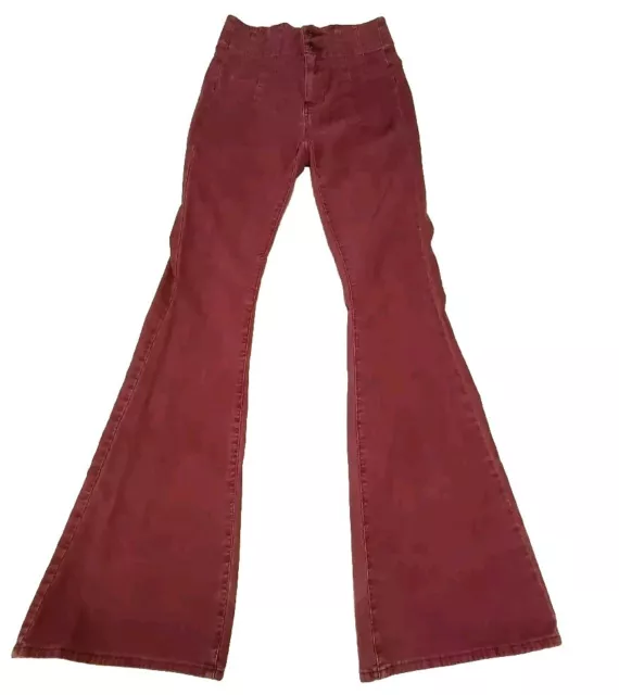 We The Free People Womens Size 26 Tall Red Corduroy Bell Bottom Stretch Pants