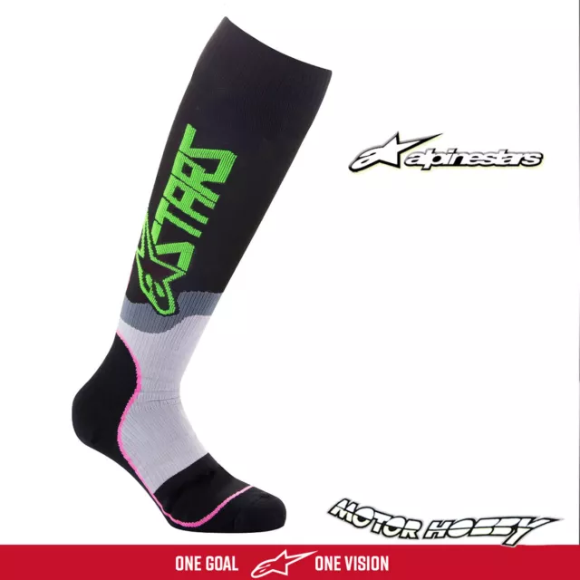 Calze Calzettoni Alpinestars Motocross Enduro Mx Plus 2 Socks Black Green Pink