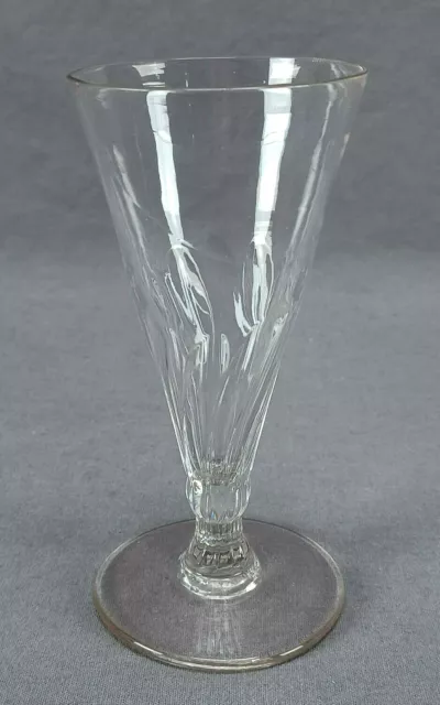 British Georgian Wrythen Flute Pattern Moulded Dwarf Ale Glass Circa 1810 A