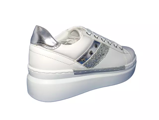 Jay Peg Scarpe Sneakers Platform Donna Ragazza 44014 Bianco Argento Dal 35 Al 40 3