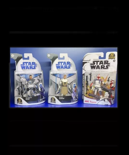 6 Inch Black Series 3 Figures Clones Wars : Echo + Obi-Wan Kenobi + Arc Trooper