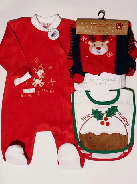 Pacchetto abiti natalizi unisex Nursery Time 4 pz ragazzo ragazza taglia 6-12 mesi