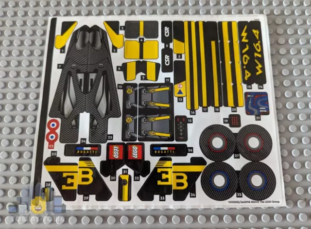 Lego Technic STICKER SHEET ONLY for Lego Set 42151 Bugatti Bolide - Brand New