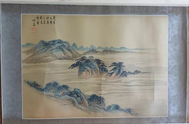 Chinese Vintage Landscape Watercolour Painting On Paper Signed