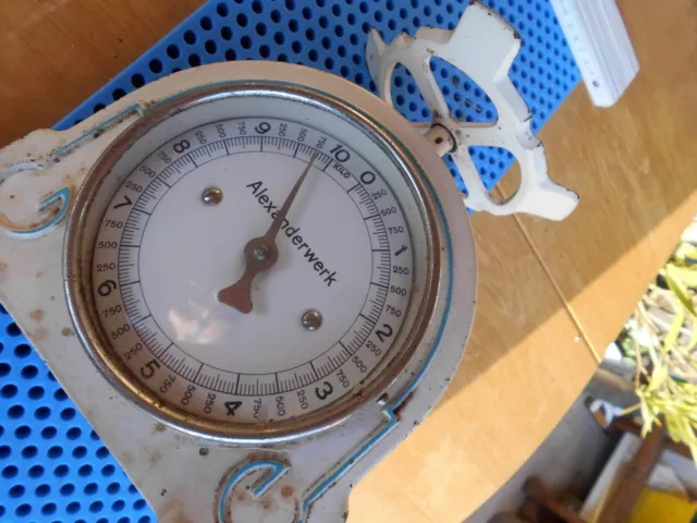 Alte Alexanderwerk Küchenwaage Emaille Waage bis 10kg 5