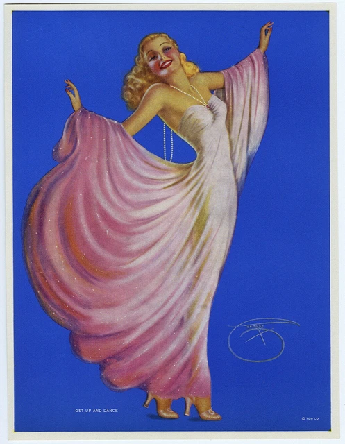 1949 VINTAGE DEVORSS Art Deco Pin-Up Calendar Boudoir Brunette By ...