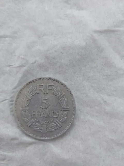 Pièce de monnaie 5 francs 1949 République Française