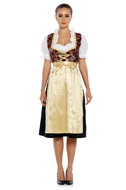 3 pezzi Dirndl donna da collezione esclusiva incl. camicetta e grembiule taglia 46