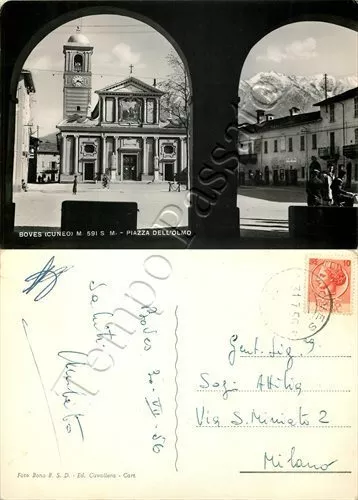 Cartolina di Boves, chiesa - Cuneo, 1956