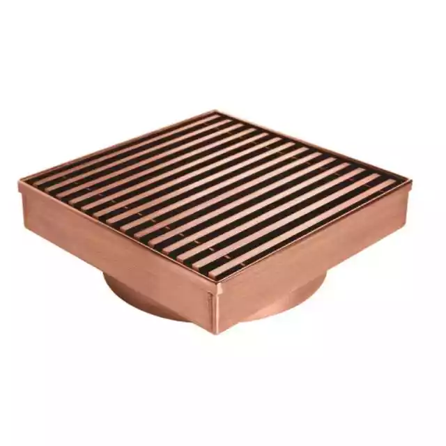 Ebbe E4409-E4400 Square Plate Drain Grate in Polished Nickel and Drain Riser W/Hair Trap & T-Puller