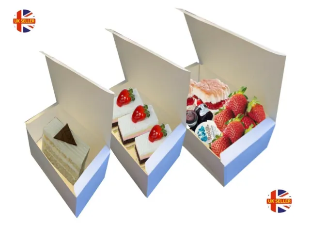 White Rectangular Boxes -  Disposable Cake Pastries Food Sandwich Take Away Box