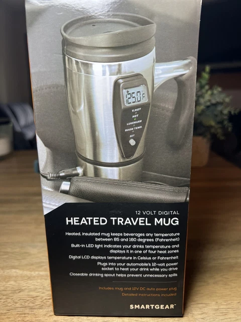 SmartGear Digital Heated Insulated Travel Mug 12V Charger LCD Display NEW in Box 3