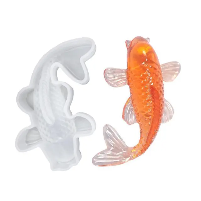 3D Lucky Koi Fish Silikonform DIY Resin Casting Art Making Craft Hot T8