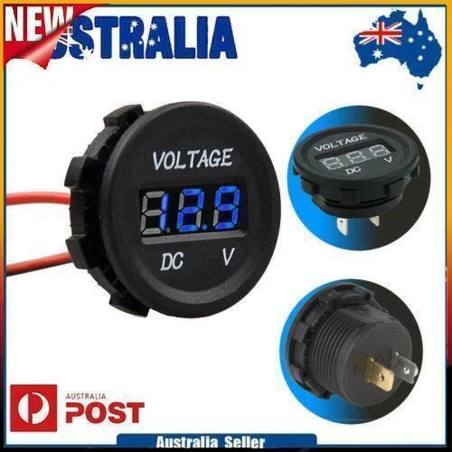 12V-24V Motorcycle Car LED Digital Voltmeter Waterproof Volt Panel Meter Gauge.