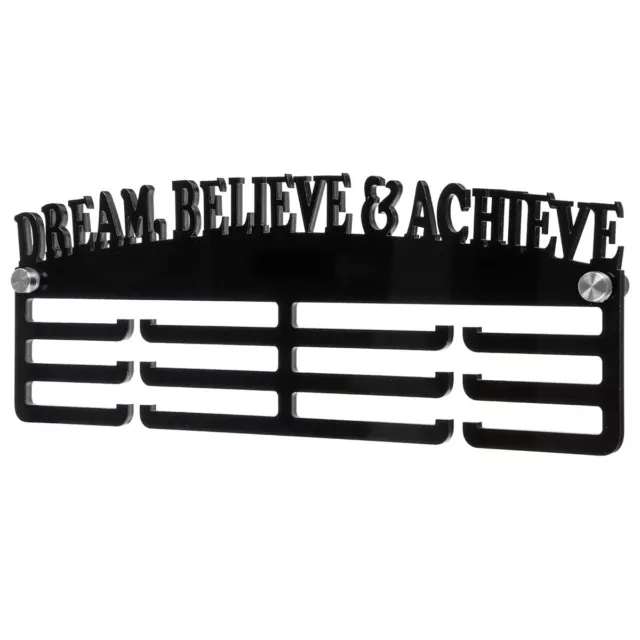Acrylic Medal Hanger Display Holder Rack "Dream, Believe & Achieve" 300x115x5mm
