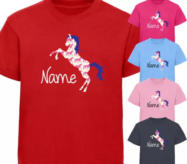 Personalised Horse Riding T-Shirt Childrens Girls Top Birthday Present Gift