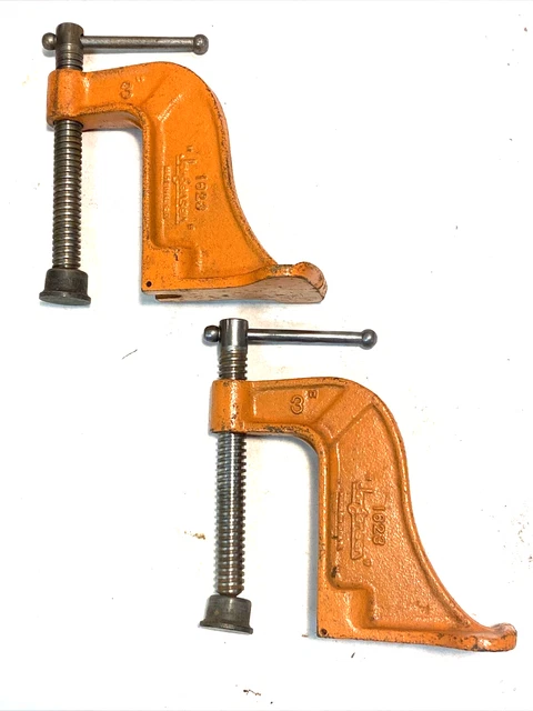 Lot of 2 Jorgensen 3” Pony  Adjustable Bench Clamps #1623 Wood/Metal Holding
