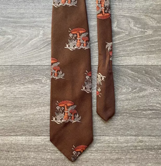 Vintage Beau Brummell Tie Brown Mushrooms Fashionaire Mid Century Modern MCM Art