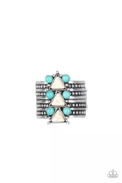 Paparazzi Ring White Blue Turquoise Silver Point Me To Phoenix Stone Wide Band