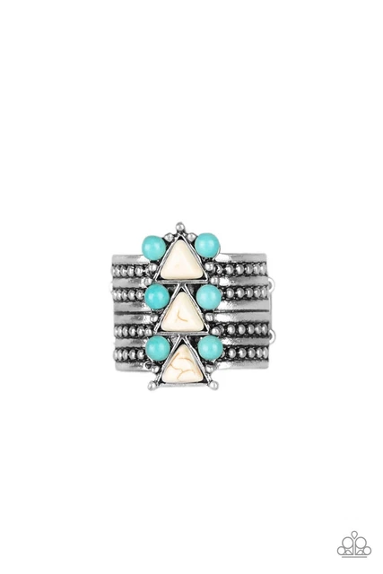 Paparazzi Ring White Blue Turquoise Silver Point Me To Phoenix Stone Wide Band
