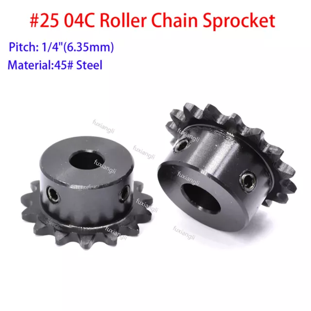 04C Roller Chain Drive Sprocket With Step 10-30T Pitch 1/4" 6.35mm For #25 Chain
