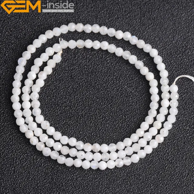 AAA Grade Natural Genuine Blue Rainbow Moonstone Gems Beads For Jewelry Making