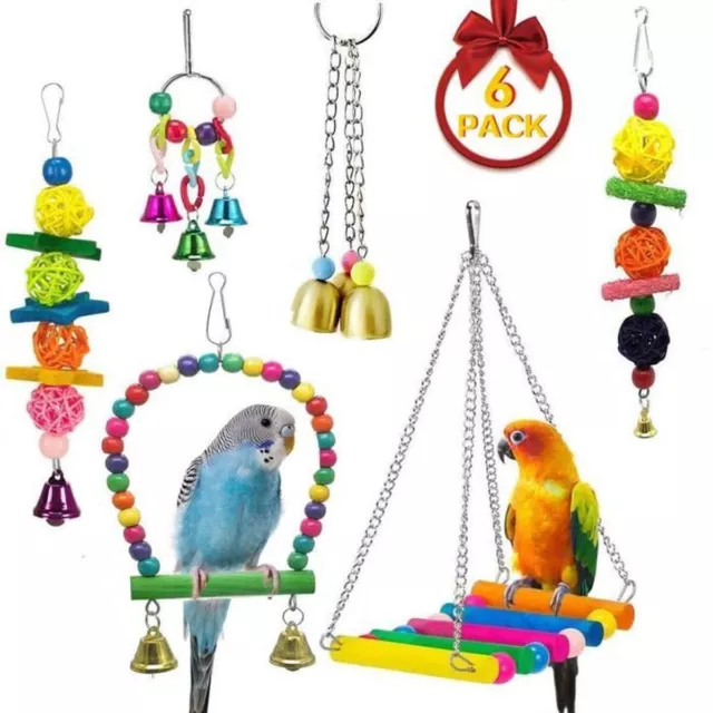 6Pcs Jouet Perroquet Perruche Oiseau Balançoire Déchiquetage Perchoirs Jouets