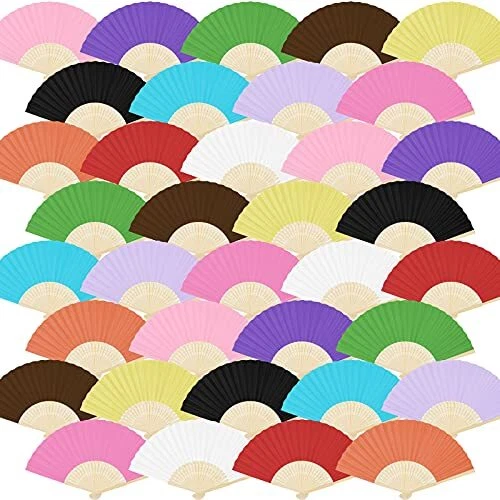 Pieces Handheld Paper Fans Paper Folding Fans with Bamboos for 36 Multi Color