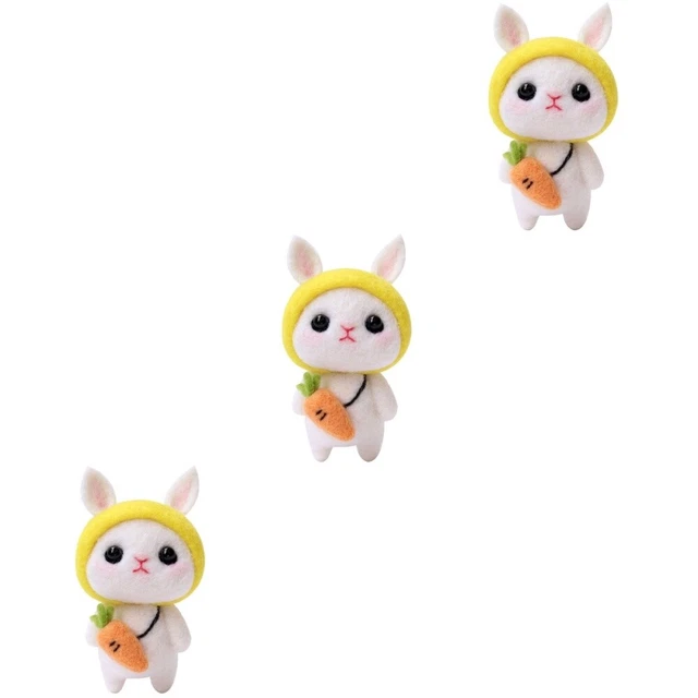 3 piezas Divertido Peluche Muñeca Hágalo usted mismo Aguja Barrado Kit Lana Filamentos Dibujos Animados