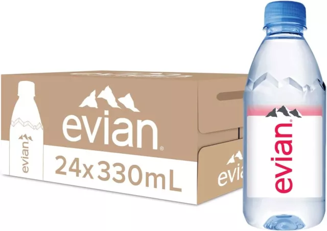 Evian Natural Mineral Water Bottles, 24 x 330 ml, Free Postage, Australia