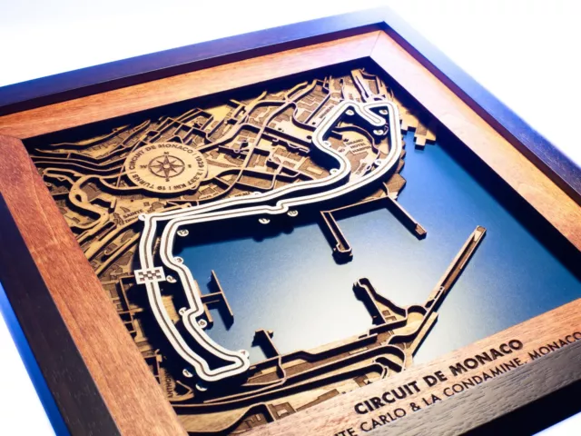 Circuit De Monaco Formula 1 Grand Prix Race Track 3D Wooden Map