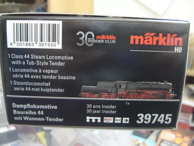 Märklin HO 39745 Dampflok BR44 mit Wannentender mit Digital+ Sound "Neu"(966)