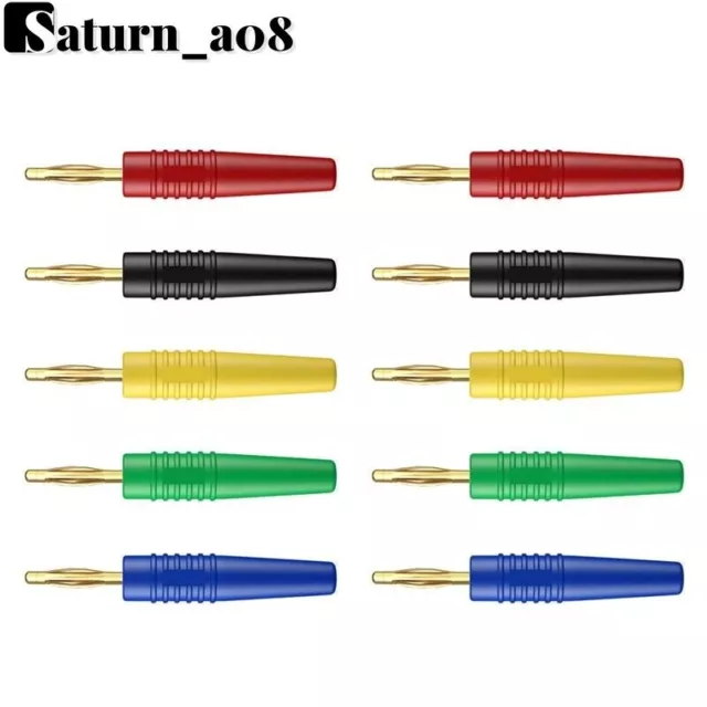 10PCS 2mm Gold Plated Banana Plug PVC Soldering Connector for Audio Speaker