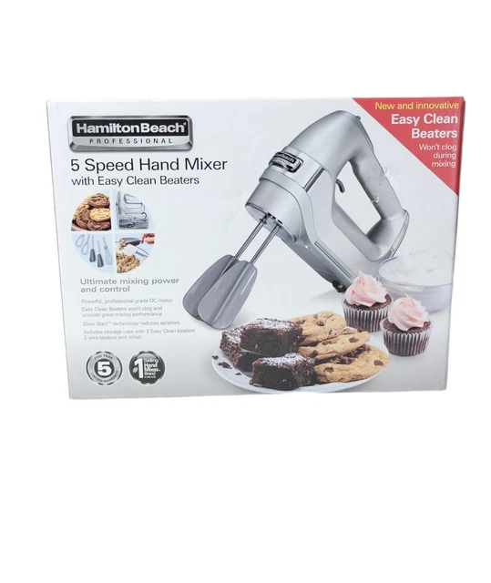 HAMILTON BEACH PROFESSIONAL 5 Speed Hand Mixer, Easy Clean, DC Motor