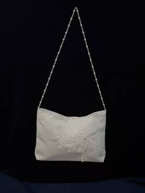 Stunning White Satin Beaded Holy Communion bag