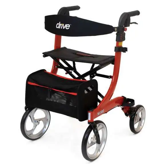 Drive Nitro 4 Wheel Rollator Walking Frame Mobility Aid Lightweight Red or Black