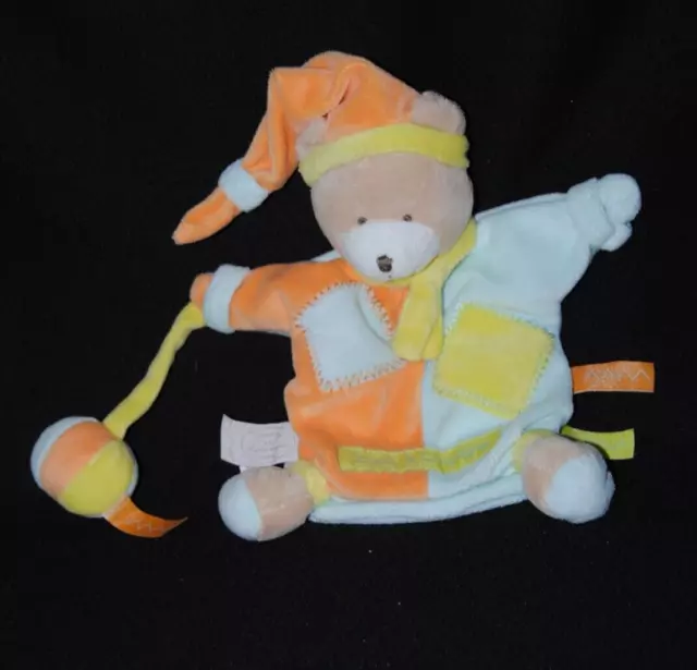 Peluche marionnette ours ZigZag DOUDOU ET COMPAGNIE orange bleu balle NEUF