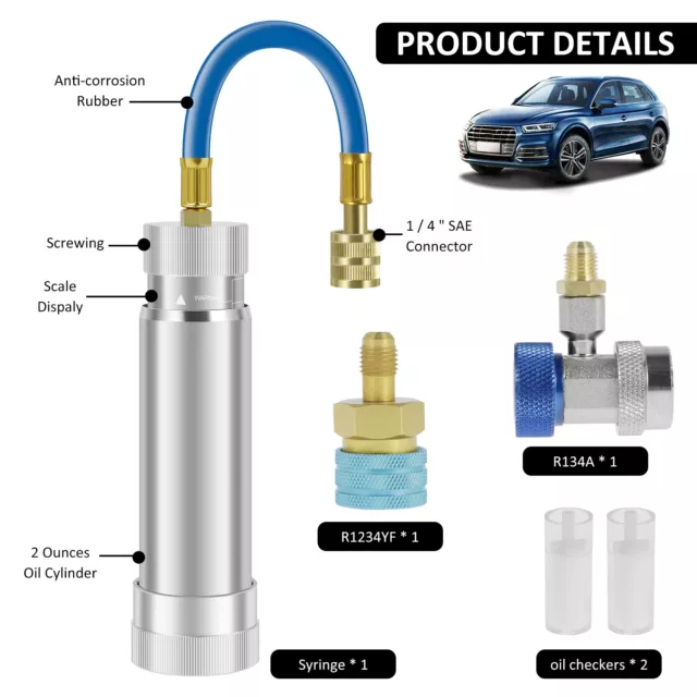 Oil Dye Injector Kit R1234YF/R134A AC Oil Dye Injector with 2 Connectors