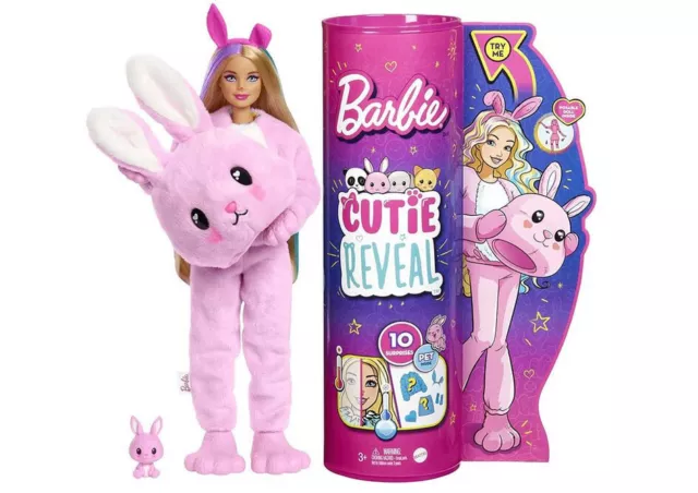 BARBIE CUTIE REVEAL Doll Bunny Pink Plush Costume Accessories Gift ...