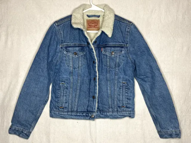 Levis Vintage 90’s Sherpa Lined Men’s Denim Trucker Jacket Authentic Size Med