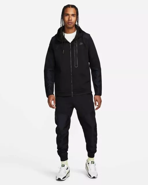 Nike Sportswear Tech Fleece Woven Zip Hoodie Tracksuit Sz L Black DR6165 010