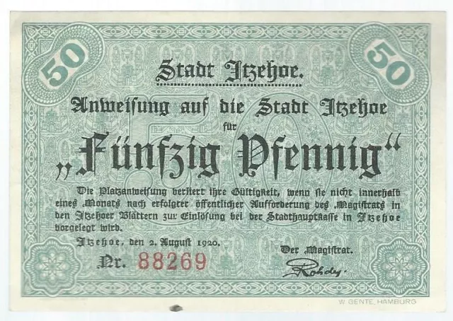 Notgeld -  Stadt Itzehoe - 50 Pfennig - 1920