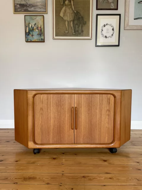 Vintage Danish Teak Sideboard Dyrlund corner Tv Stand Tambour Doors Midcentury
