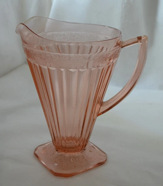 Pink DEPRESSION Glass Jeanette Glass ADAM Art Deco Pitcher 32oz Cone 1932-34