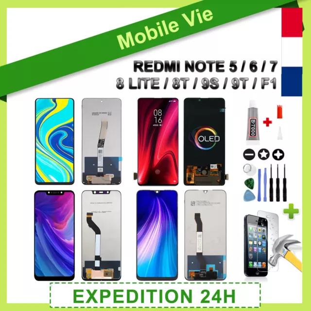 Ecran Lcd + Vitre Tactile Pour Xiaomi Redmi Note 5/7/8T/9T/9S/F1 Noir + Outils